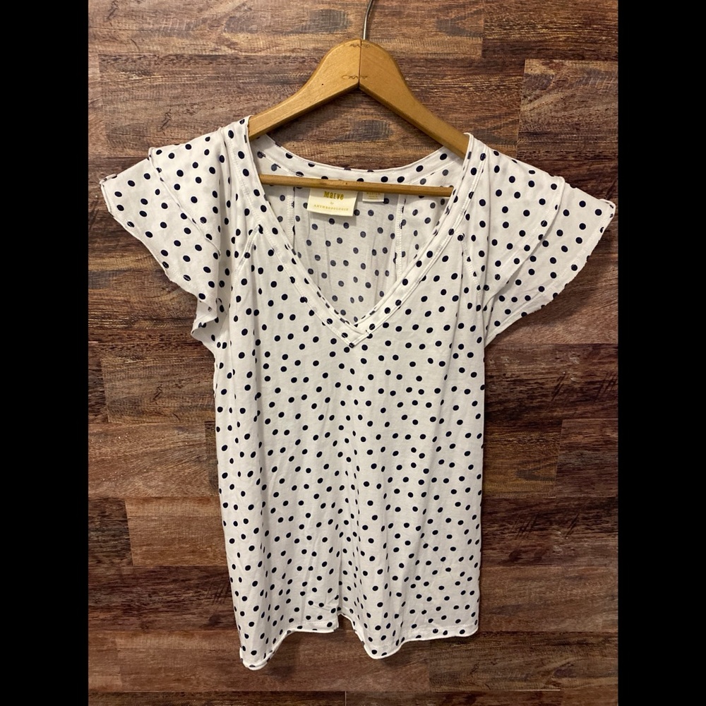 MAEVE by ANTHROPOLOGY- frill sleeve v-neck
